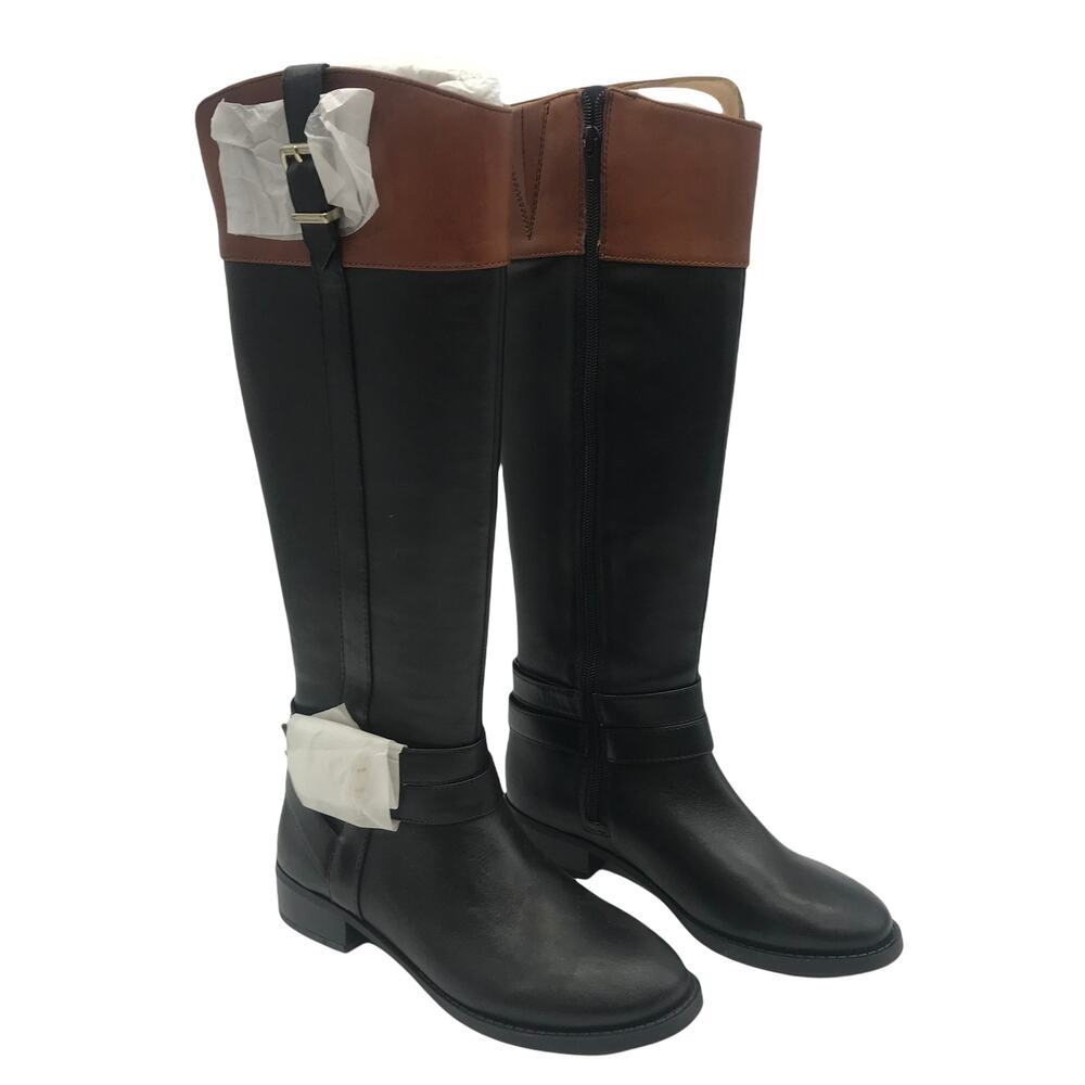 INC International Concepts Womens FrankII Riding Boots Black Leather Zip 6 M